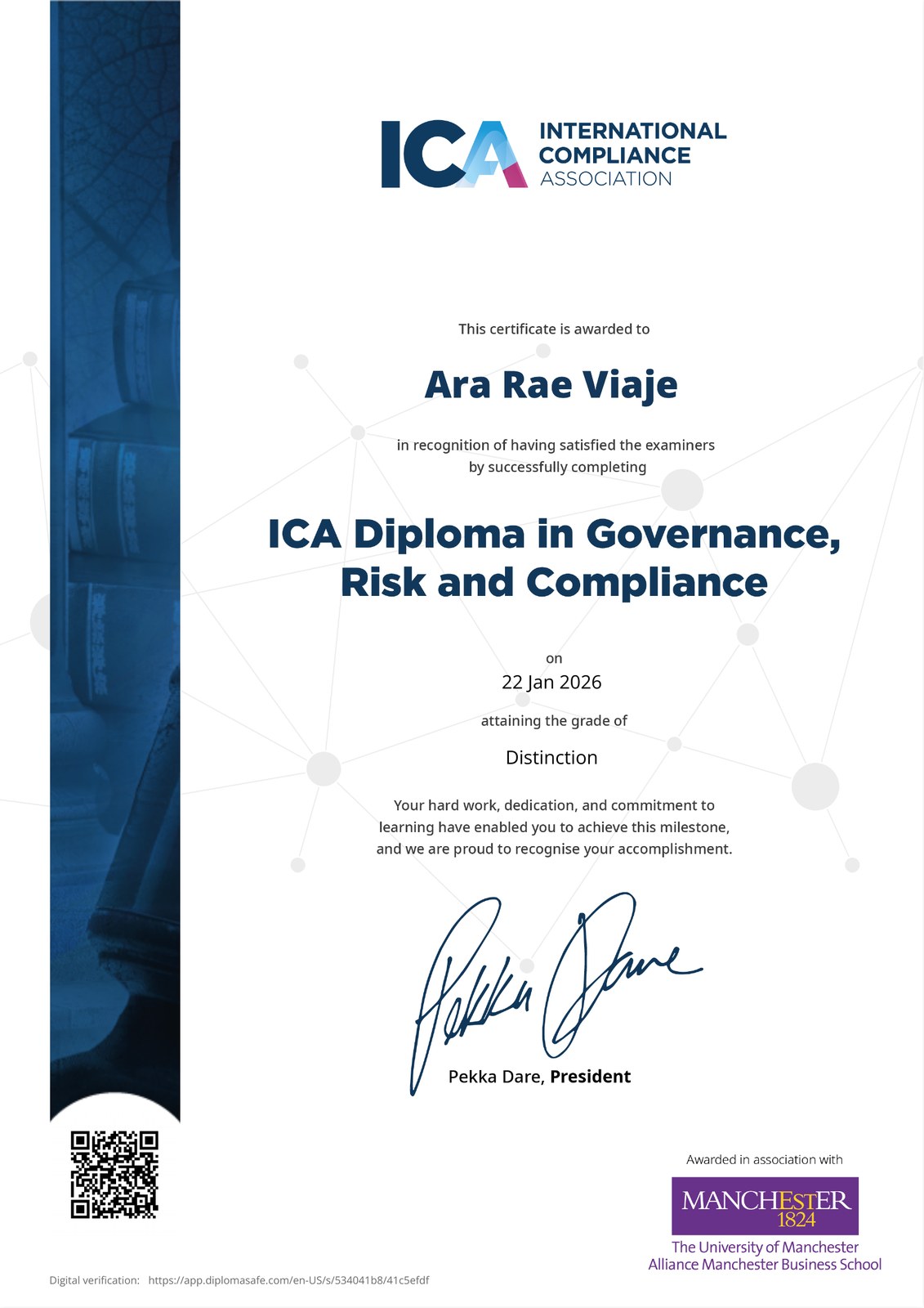 ICA Diploma in Governance, Risk and Compliance — Distinction